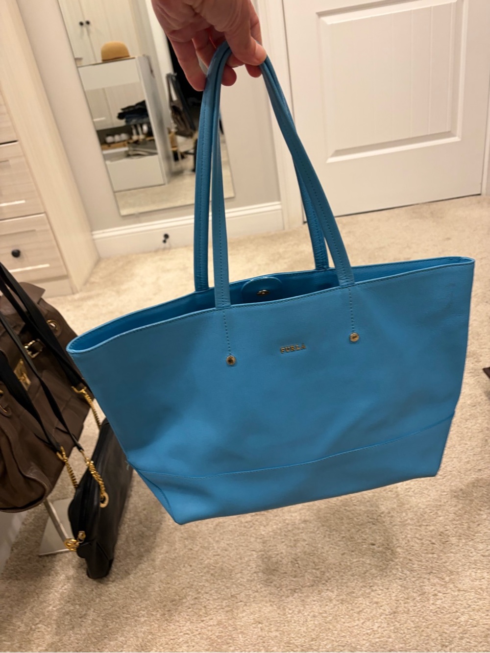 Furla Bright Blue Leather Tote